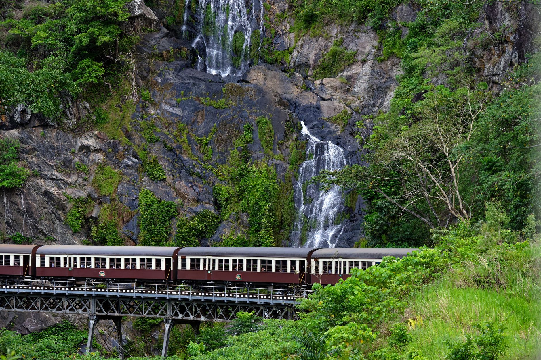Tren panorámico de Kuranda entre la selva tropical
